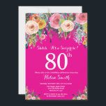 ホットピンクフローラサプライズ80th誕生日招待状 招待状<br><div class="desc">ホットピンクのフローラは、女性向けの80番目の誕生日招待状を驚かせます。水彩フローラフラワーホットピンクの背景。ピンク、黄色、オレンジ、紫の花。大人の誕生日。13.15.16.18.21.30.40.50.60.70.80.90.100.任意の年齢さらにカスタマイズするには、「クリックカスタマイズit」ボタンをクリックし、デザインツールを使用してこのテンプレートを変更してください。</div>
