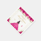 ホットピンクフローラダークスキンプリンセスSweet sixteen スタンダードカクテルナプキン (角)