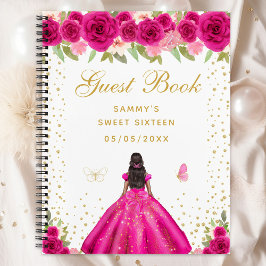 ホットピンクフローラダークスキンプリンセスSweet sixteen ノートブック