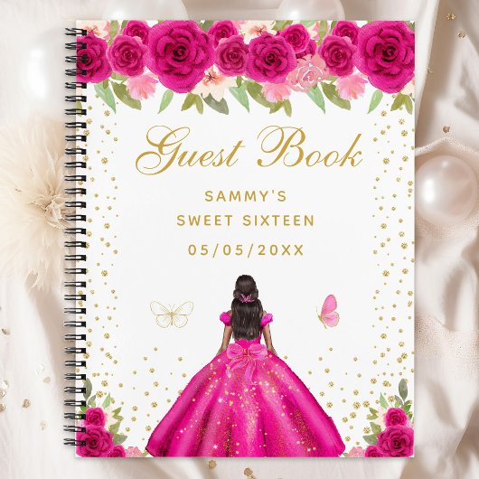 ホットピンクフローラダークスキンプリンセスSweet sixteen ノートブック