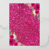 ホットピンクフローラドレスバタフライキンセアニェラ金ゴールド 箔招待状 (裏面)