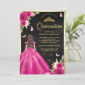 ホットピンクフローラバタフライブラック金ゴールドキンセアニェラ 招待状 (スタンド正面)