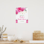 ホットピンクフローラブライダルシャワーへようこそ ポスター (キッチン)