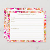 ホットピンクフローラブライダルシャワーレシピカード (正面/裏面)