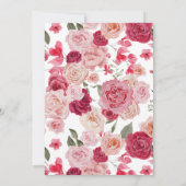 ホットピンクフローラブライダルシャワー招待 招待状 (裏面)