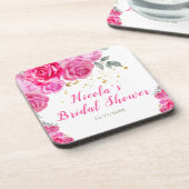 ホットピンクフローラブライダルシャワー コースター (左側)