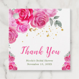 ホットピンクフローラブライダルシャワー フェイバータグ