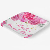 ホットピンクフローラブライダルシャワー ペーパープレート (傾斜あり)