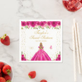 ホットピンクフローラブロンドヘアプリンセスSweet sixteen スタンダードカクテルナプキン (インサイチュ)