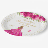 ホットピンクフローラブロンドヘアプリンセスSweet sixteen ペーパープレート (アングル)