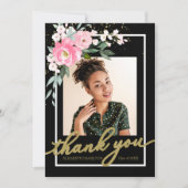 ホットピンクフローラ卒業写真ありがとう サンキューカード (正面)