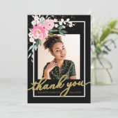 ホットピンクフローラ卒業写真ありがとう サンキューカード (スタンド正面)