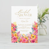 ホットピンクフローラ明るい花ブライダルシャワー 招待状 (スタンド正面)