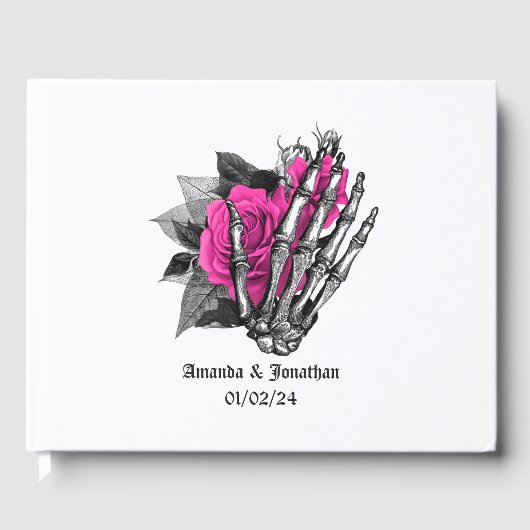 ホットピンクフローラ結婚ゴシック ゲストブック (正面)