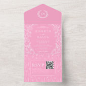 ホットピンクフローラ結婚ボヘミアン オールインワン招待状 (内側)