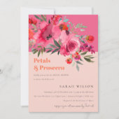 ホットピンクフローラ花びら&プロセッコブライダルシャワー 招待状 (正面)