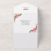 ホットピンクブライダルシャワーレシピカード オールインワン招待状 (外側)