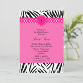 ホットピンクブライダルシャワー付き白黒ゼブラ 招待状 (スタンド正面)
