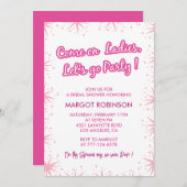 ホットピンクブライダルシャワー招待状カラフルトレンディー 招待状 (正面/裏面)