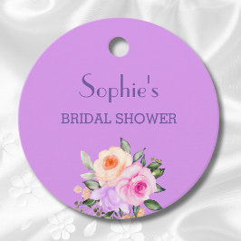 ホットピンクブライトフローラバラブライダルシャワー フェイバータグ