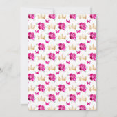 ホットピンクブラウンヘアプリンセス誕生日パーティー 招待状 (裏面)