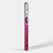 ホットピンクブラシ仕上げメタルシルバーグリッターモノグラム Case-Mate iPhoneケース (裏面 / 右)