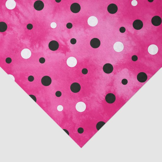 ホットピンクブラックとホワイトウォーターのカラー水玉模様 薄葉紙 (詳細)