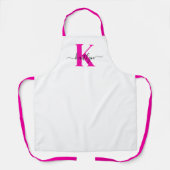 ホットピンクブラックイニシャル名モノグラムの エプロン (正面)