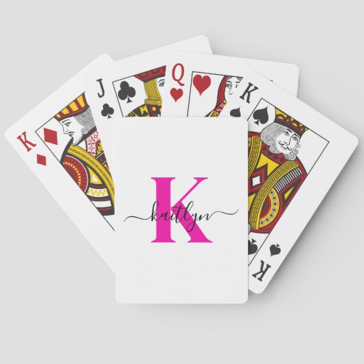 ホットピンクブラックイニシャル名モノグラムの トランプ (裏面)