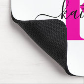 ホットピンクブラックイニシャル名モノグラムの マウスパッド (コーナー)