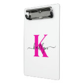 ホットピンクブラックイニシャル名モノグラムの ミニクリップボード (アングル2)