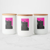 ホットピンクブラックウェーブシルバーハート製品ラベル フードラベル (ボトル)