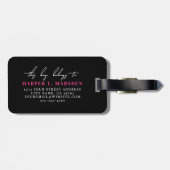 ホットピンクブラックガーリーモノグラム名 ラゲッジタグ (裏面横)