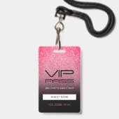 ホットピンクブラックグラデーショングリッタースウィート16th VIPパスB バッジ (Front with Lanyard)