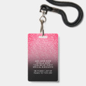 ホットピンクブラックグラデーショングリッタースウィート16th VIPパスB バッジ (Back with Lanyard)