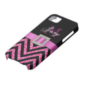 ホットピンクブラックシェブロングリッターガーリー Case-Mate iPhoneケース (下部)