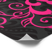 ホットピンクブラックシュガースカルバラゴシックグランジ ポスター (角)