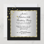 ホットピンクブラックシルバーウィメンズバースデーパーティー 招待状 (裏面)