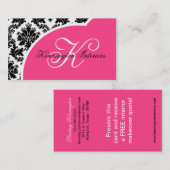 ホットピンクブラックダマスクの名刺 名刺 (正面/裏面)