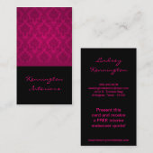 ホットピンクブラックダマスクレースの名刺 名刺 (正面/裏面)