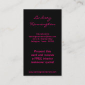 ホットピンクブラックダマスクレースの名刺 名刺 (裏面)