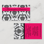 ホットピンクブラックダマスクレースの名刺 名刺 (正面/裏面)