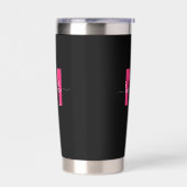 ホットピンクブラックネームモノグラム 保温保冷タンブラー (左面)