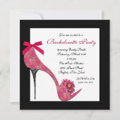 ホットピンクブラックハイヒールシューズバーチェロレットパーティー 招待状 (裏面)