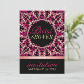 ホットピンクブラックフローリッシュブライダルシャワーパーティー 招待状 (スタンド正面)