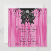 ホットピンクブラックプリンセスベビーシャワー招待状 招待状 (裏面)