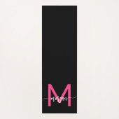 ホットピンクブラックモダンスクリプトガーリーモノグラム名 ヨガマット (正面)