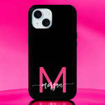 ホットピンクブラックモダンスクリプトガーリーモノグラム名 iPhone 15ケース<br><div class="desc">ホッ保護トピンクのスクリプトモノグラム名iPhoneの15ケースとスタイルしガーリーてあなたの電話！ホットピ鮮やかンクデザインを搭載しパーソナライズされたたシックなスクリプモダントで名を冠したシッカスタムクtouch。iPhone 15用に設計され、デバイスにトレンディーを追加しながら、傷や落下に対する耐久しゃれている保護を提供する。スリムで軽量のこのケースは、ファッションと機能を組み合わせ、携帯を安全かつ場所を問わスタイリッシュず安全に保つ。</div>
