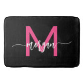ホットピンクブラックモノグラムガールズドルムルーム バスマット (正面)