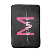 ホットピンクブラックモノグラムガールズドルムルーム バスマット (正面縦)